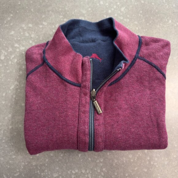 Tommy Bahama Reversible 1/4 Zip Pullover - Picture 1 of 12